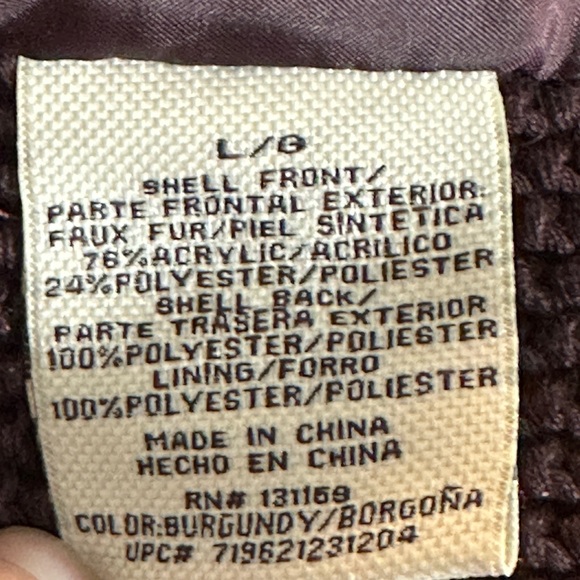 Womens Sebby Collection black & burgundy Faux Fur‎ Open Front Vest Size Large - Picture 8 of 8